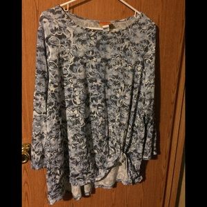 ✅Ruby Rd Blouse Sz 3x Studded Neck,knotted bottom